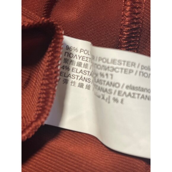 Mango Suit Womens Rust Brown Long-Sleeve Dress With Waist Tie Detail Size 8 - Picture 7 of 7